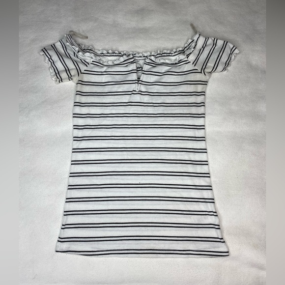 Aeropostale Striped V-Wire Off-The-Shoulder Top XS - Picture 3 of 4